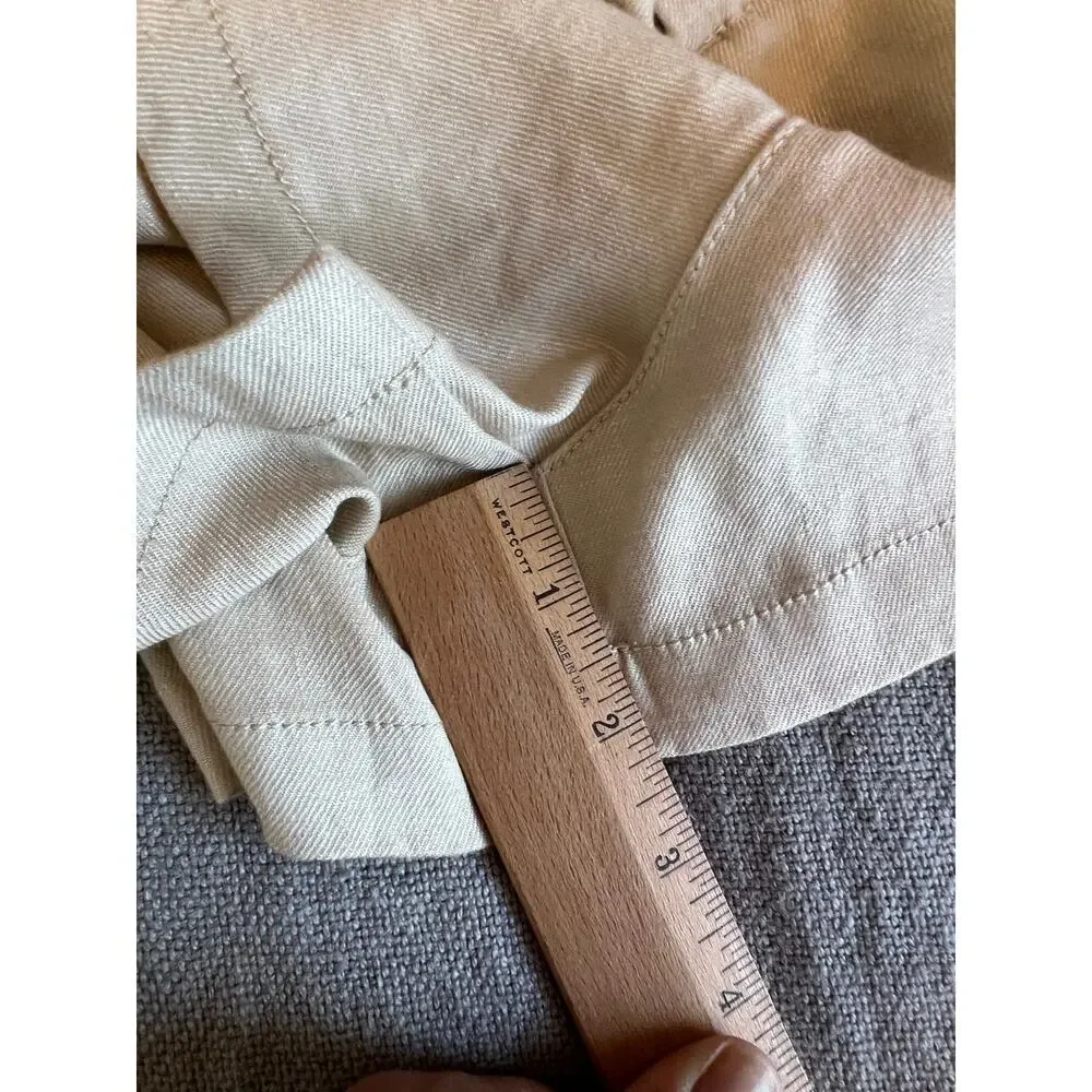 Maeve Anthropologie Colette Linen High Rise Utility Shorts Pearl Ivory Sz 14 NWT